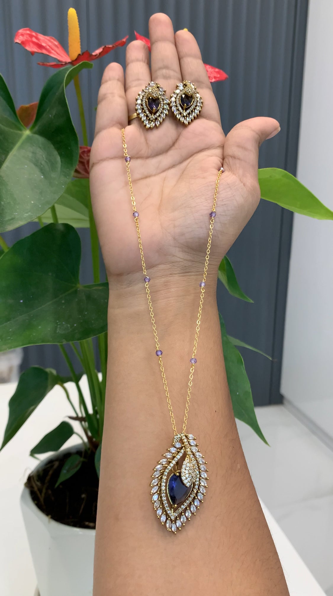 Beautiful chandraharam set with earrings