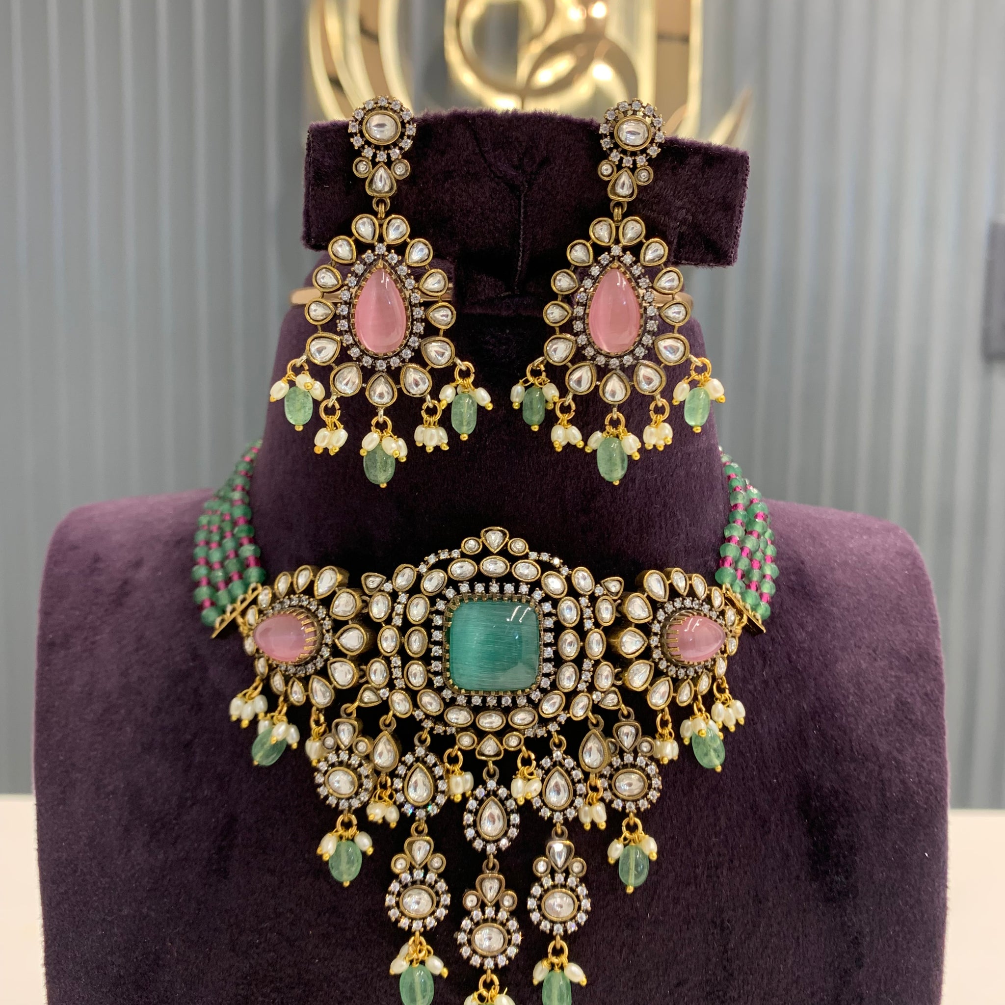 Beautiful beads  set with moissanite stone