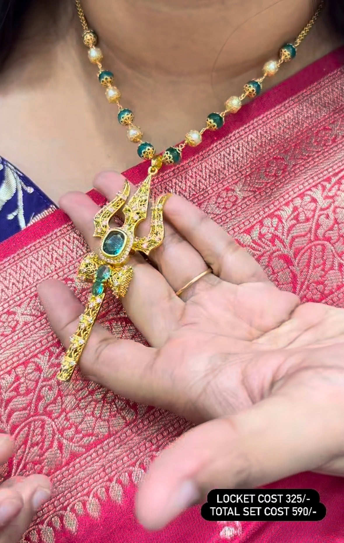 Beautiful Trishul Locket With Customised Beads Chain