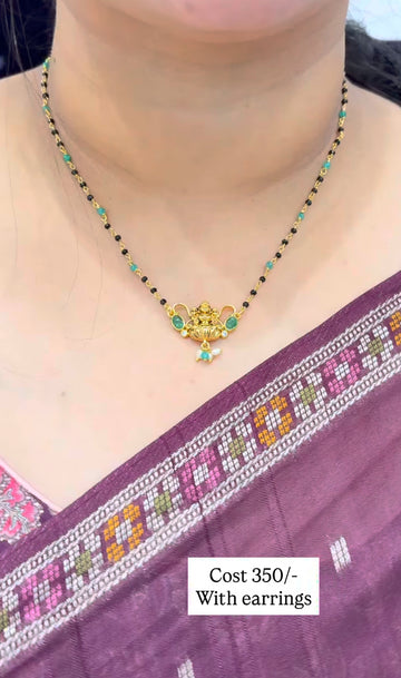 Beautiful black beads with green stone