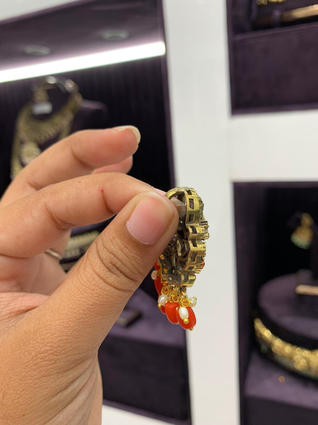 Beautiful lord krishna pendant with coral beads and back hook