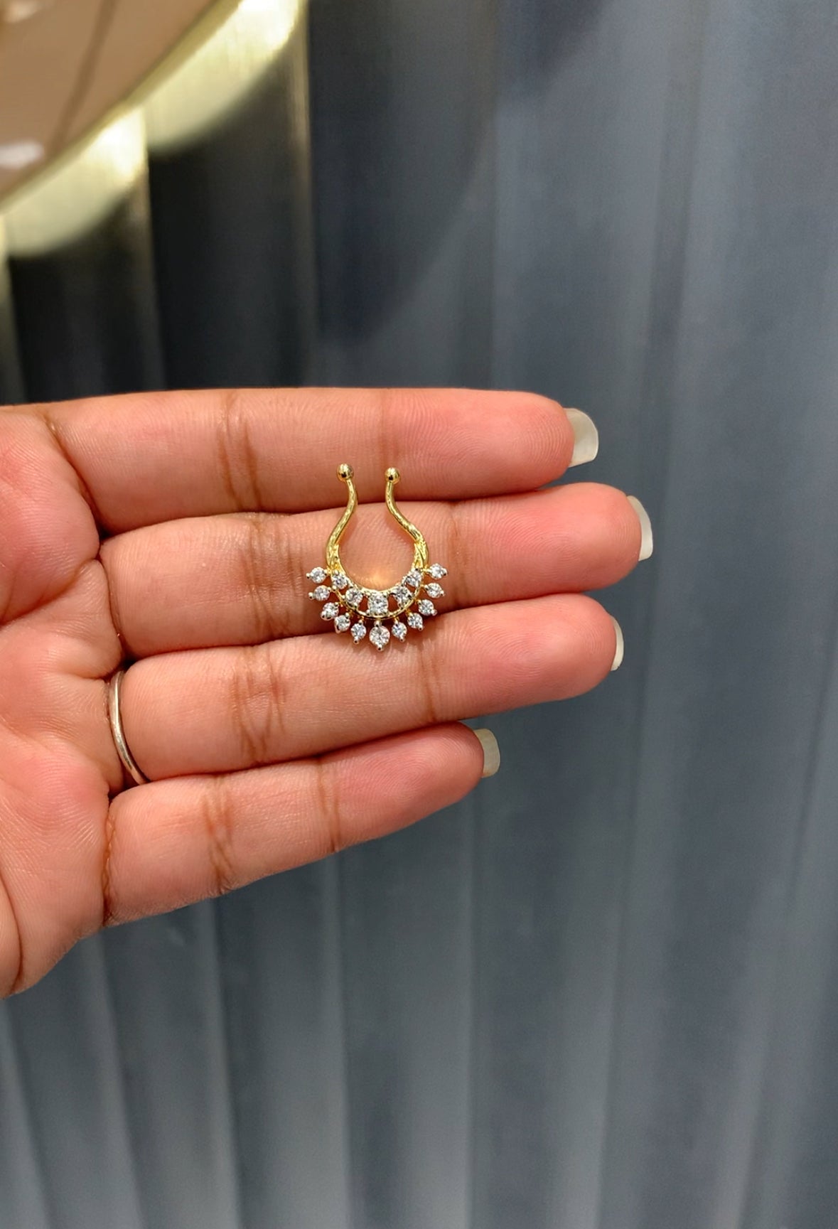 Trendy spectrum nose pin diamond replica