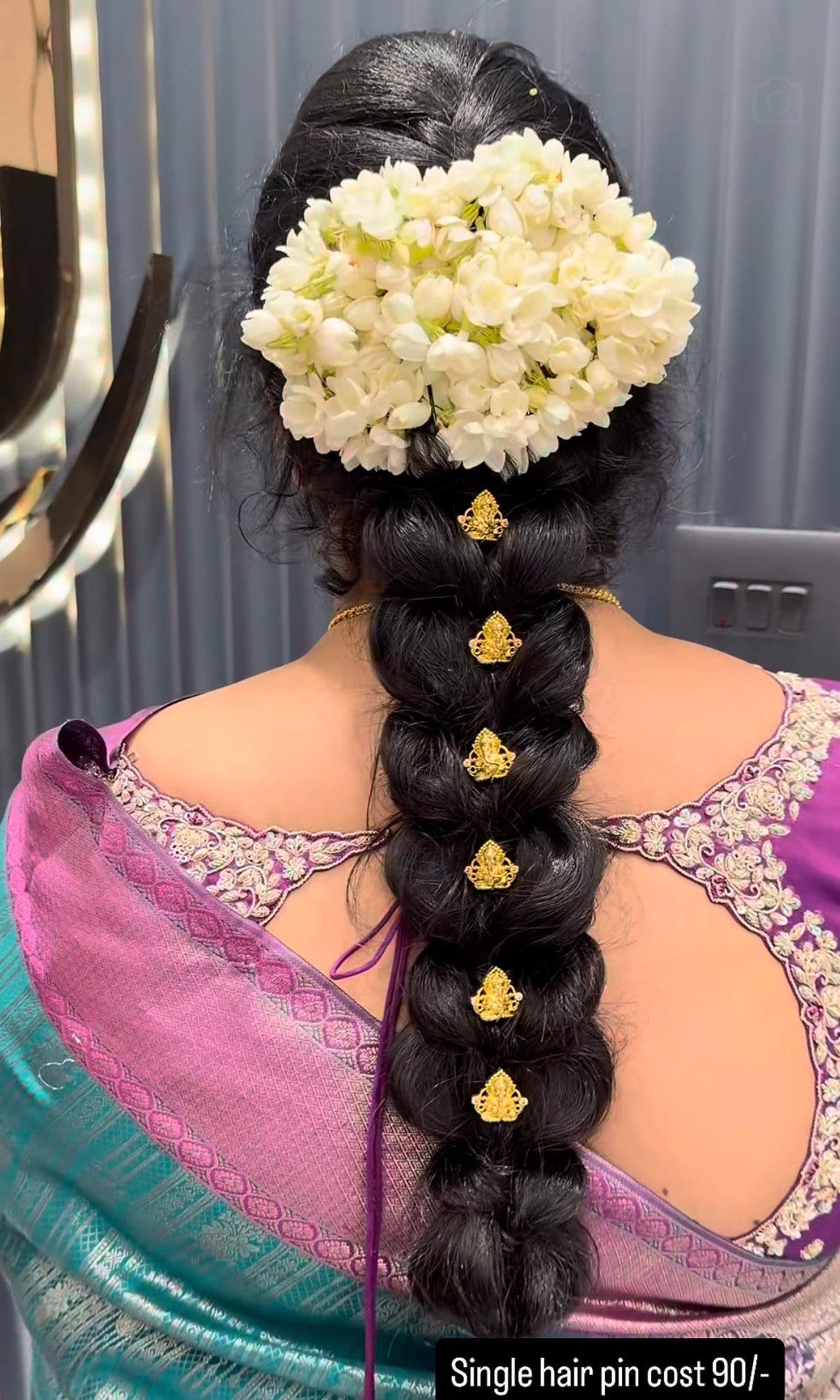 Beautiful traditional ganesh hairpin with back hook (single)