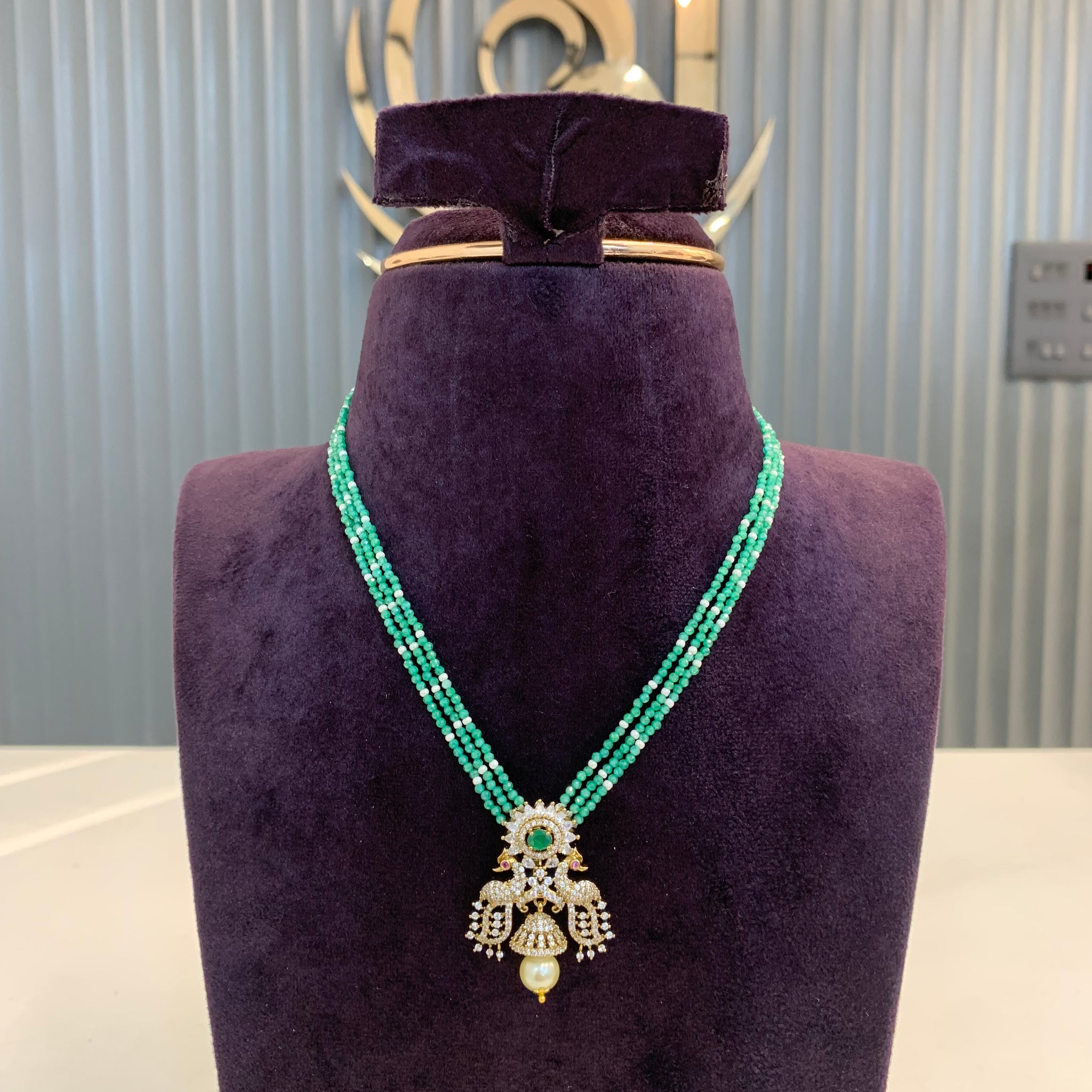 Premium beads set with CZ beads(3 lines)