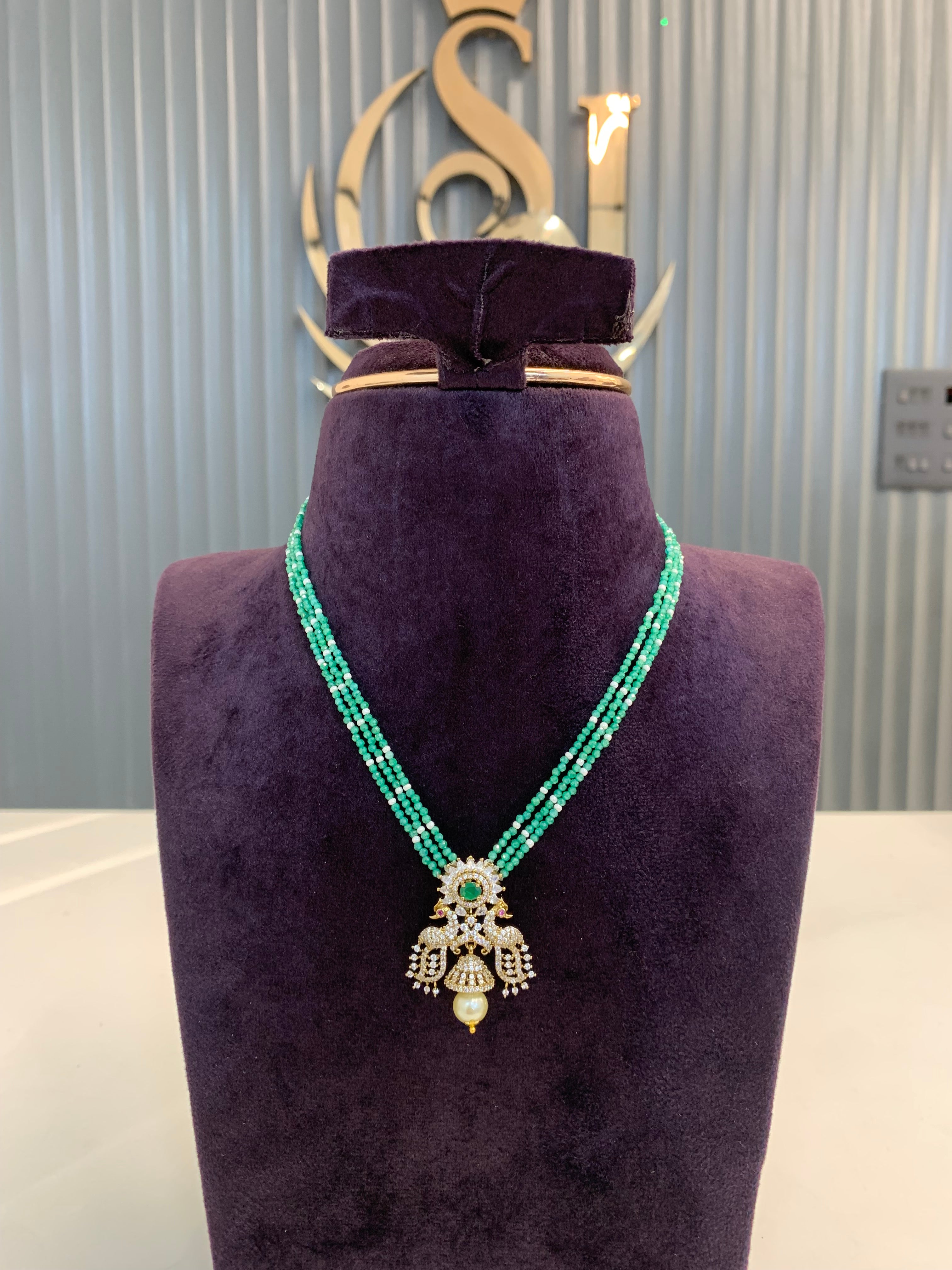 Premium beads set with CZ beads(3 lines)
