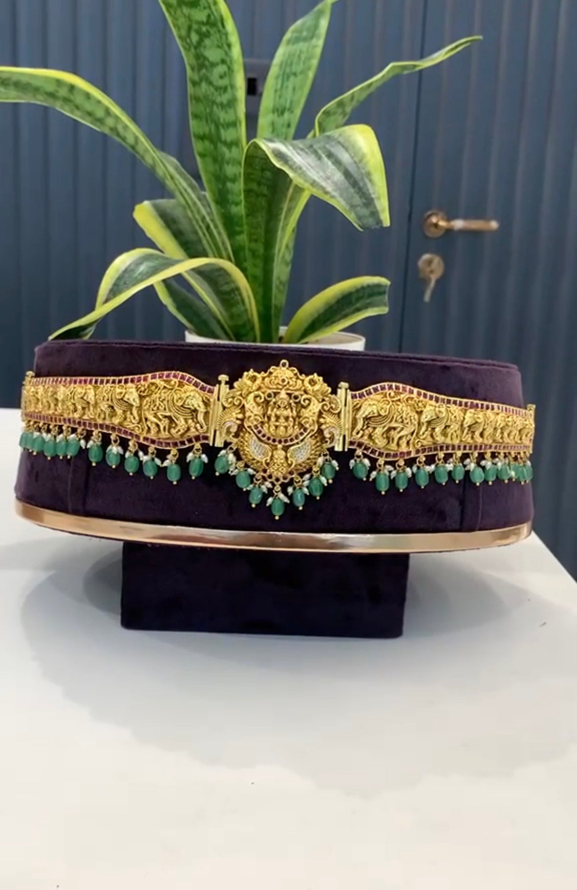 Beautiful Vaddanam With Greenbeads