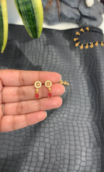 Beautiful Red stone push back earrings