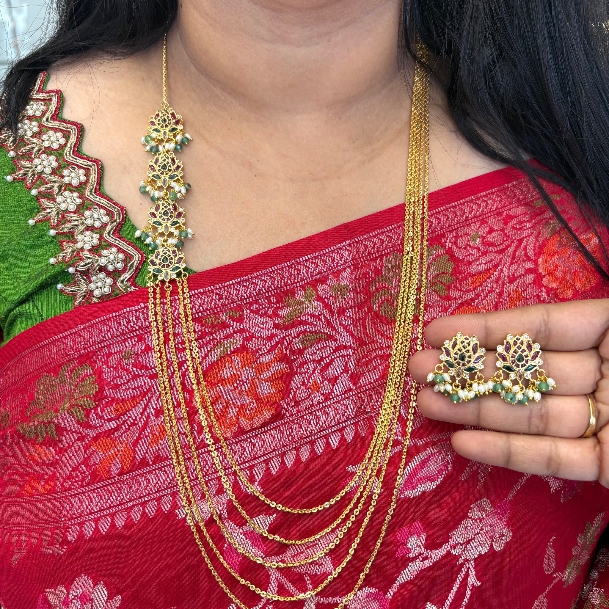 Beautiful Chandra haram with earrings
