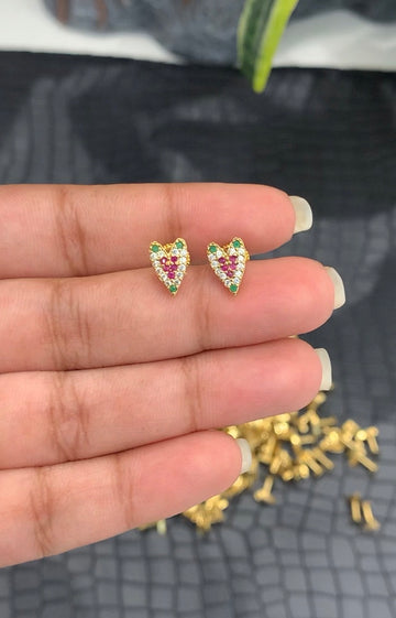 Beautiful Heart Shape Multi stone studs