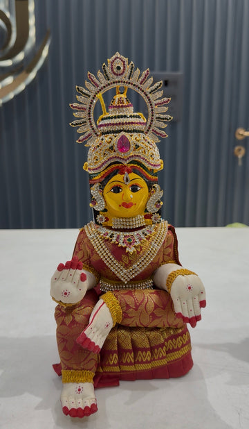 Beautiful meroon colour ammavari idol height 13 inchs with face width 6inchs