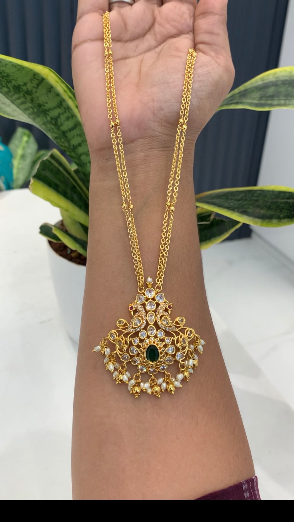 Beautiful peacock locket with chain