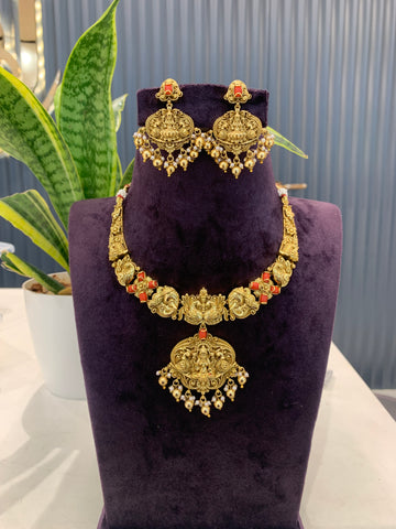 Beautiful Coral Nakshi 3D Necklace