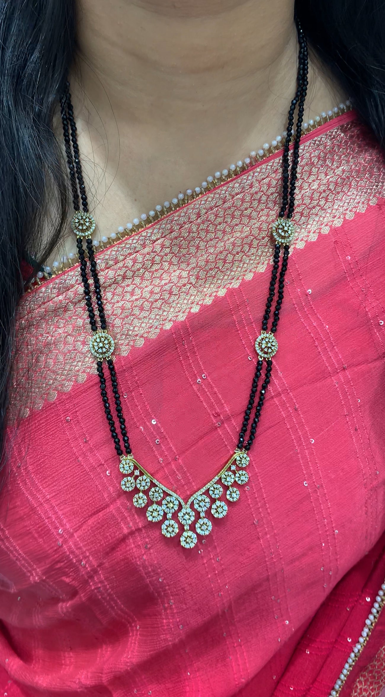 Beautiful long 24inch black beads