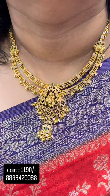 Beautiful radhakrishna necklace with gold bolls