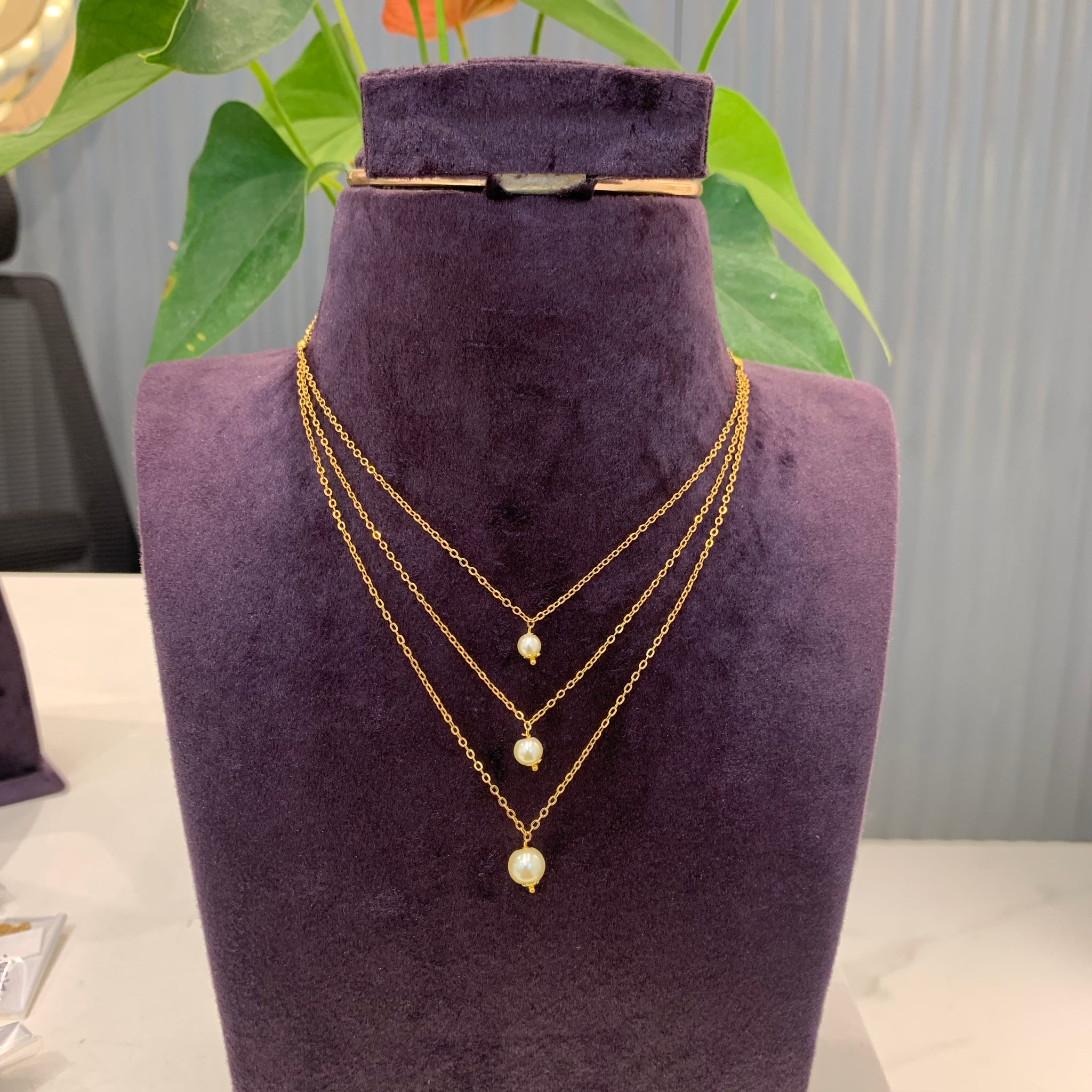 Beautiful 3 layer step Chain – Sujatha Gold Covering Works