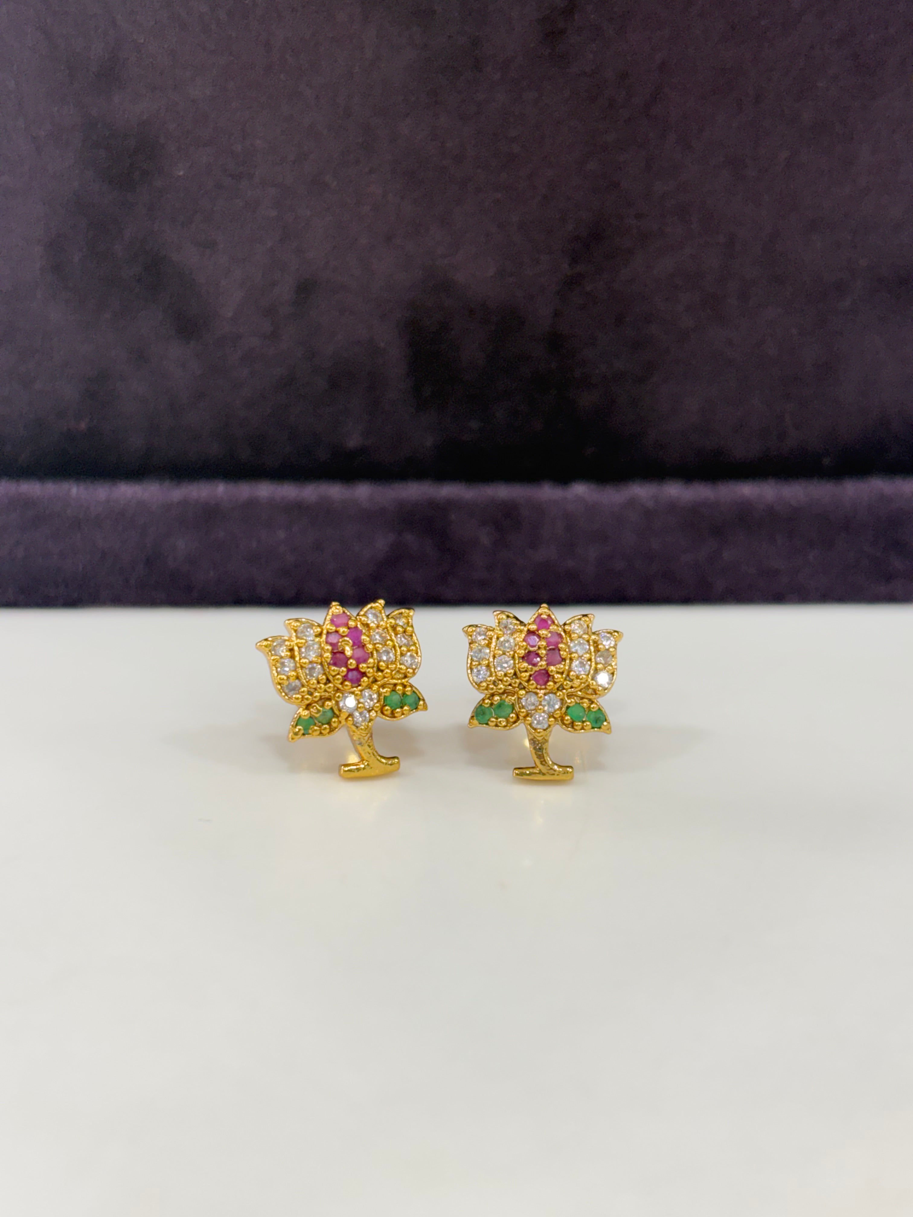 Beautiful multi lotus studs with screwback