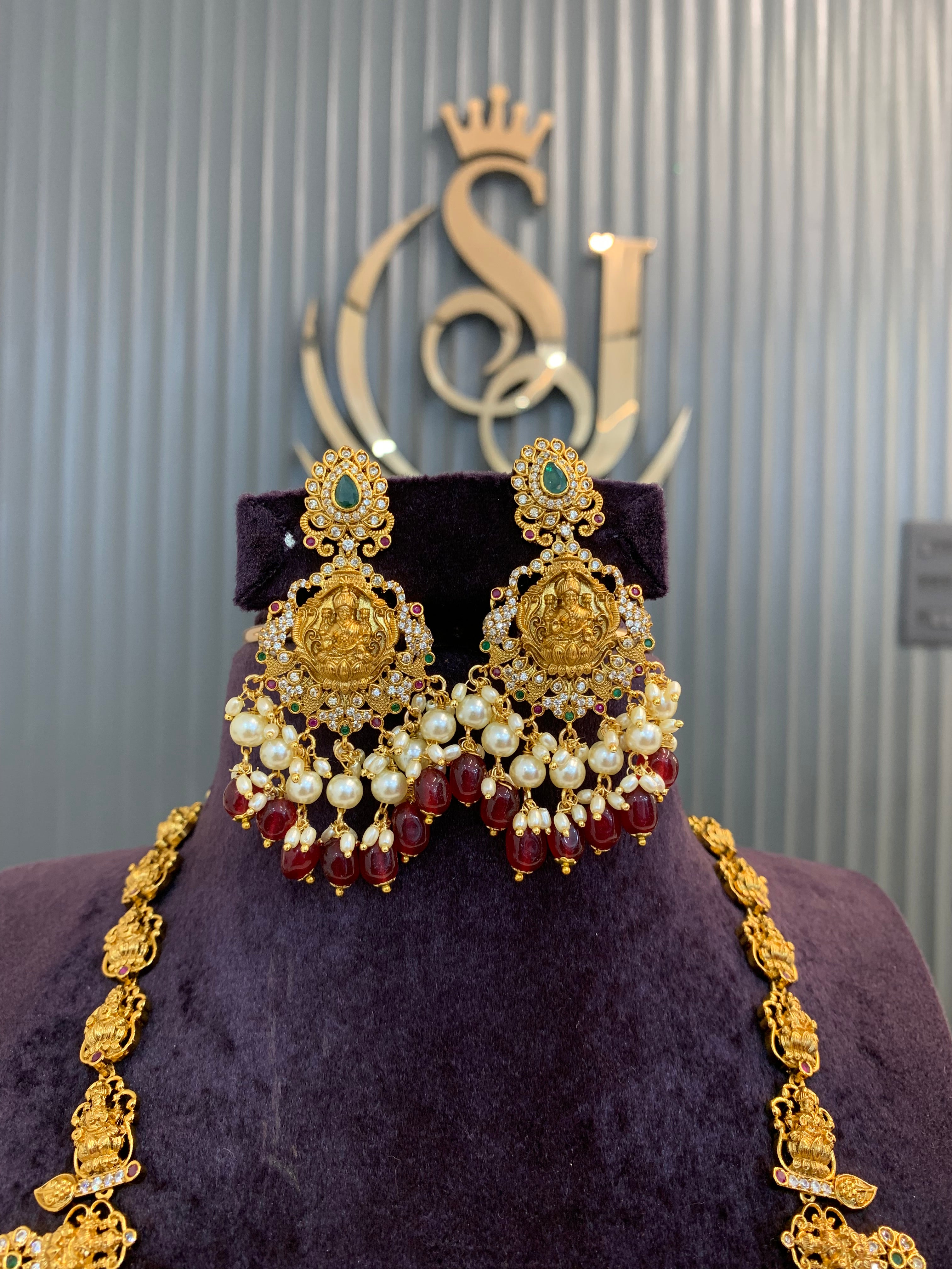 Beautiful Nakshi haram with red beads