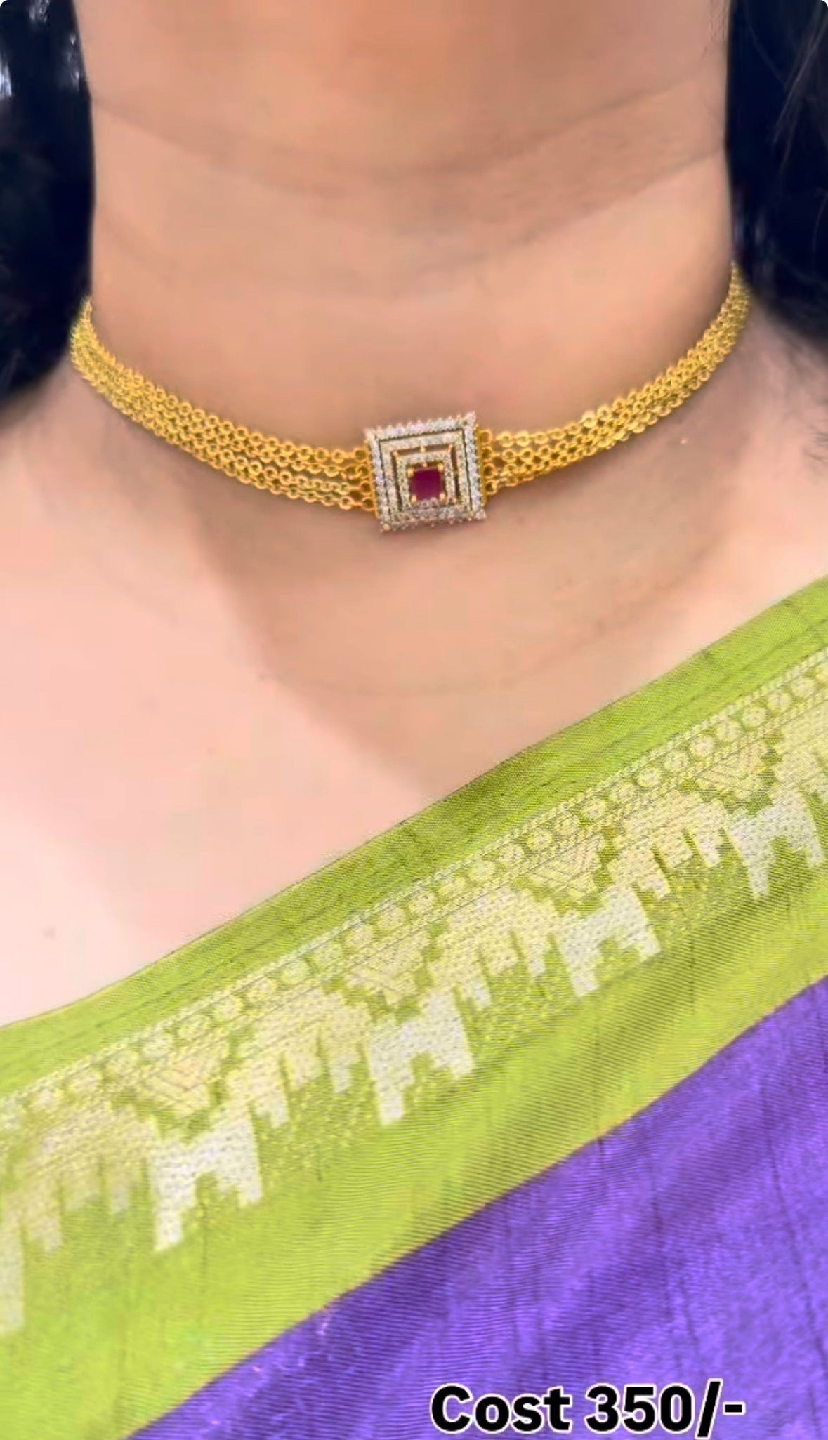 Beautiful Chocker With 4lines Chandraharam Chains