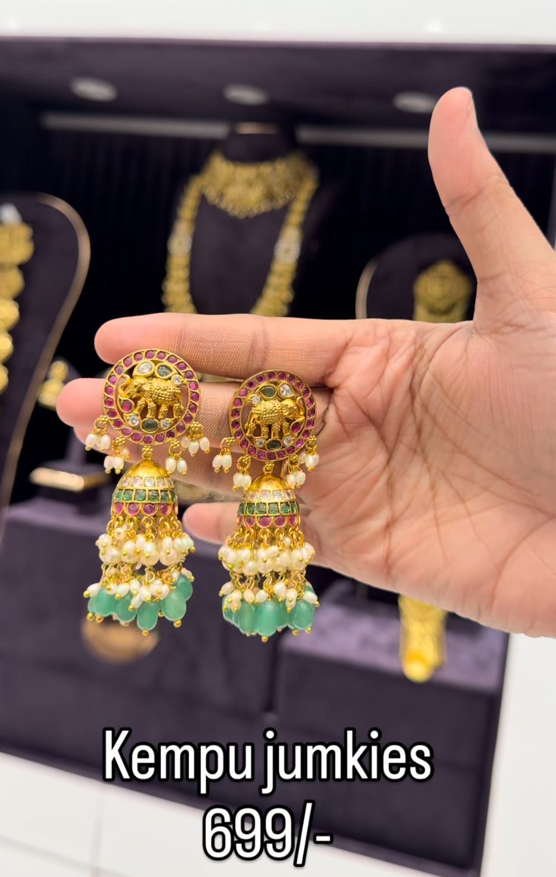 Beautiful kempu stone jumkies