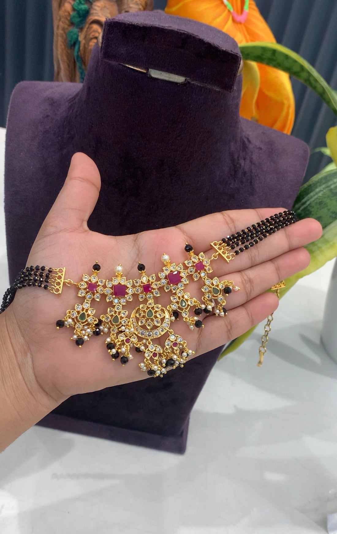 Beautiful 4 line customised blackbeads chocker