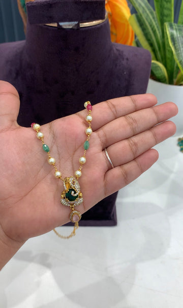Beautiful Ganesh pendent with Multi beads Chain