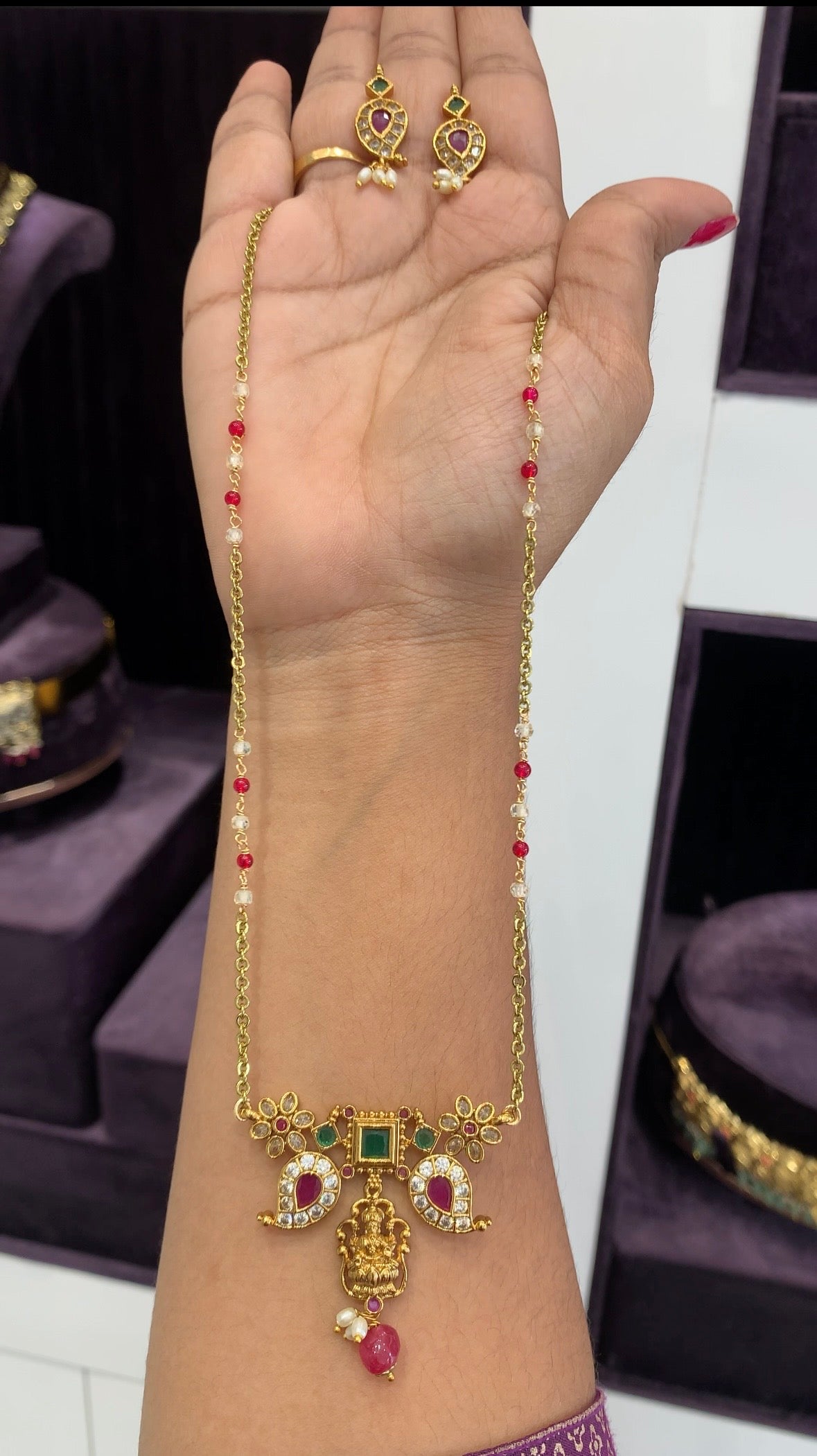 Beautiful lakshmi Nakshi Locket set with chain