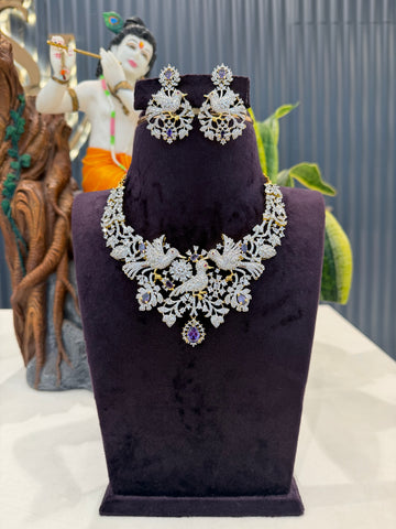 Beautiful Gj polish Parrot Necklace with purple stone