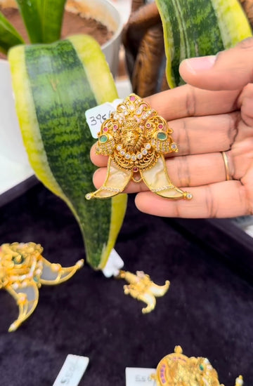 Beautiful narasimha swami tiger nail pendant with back hook