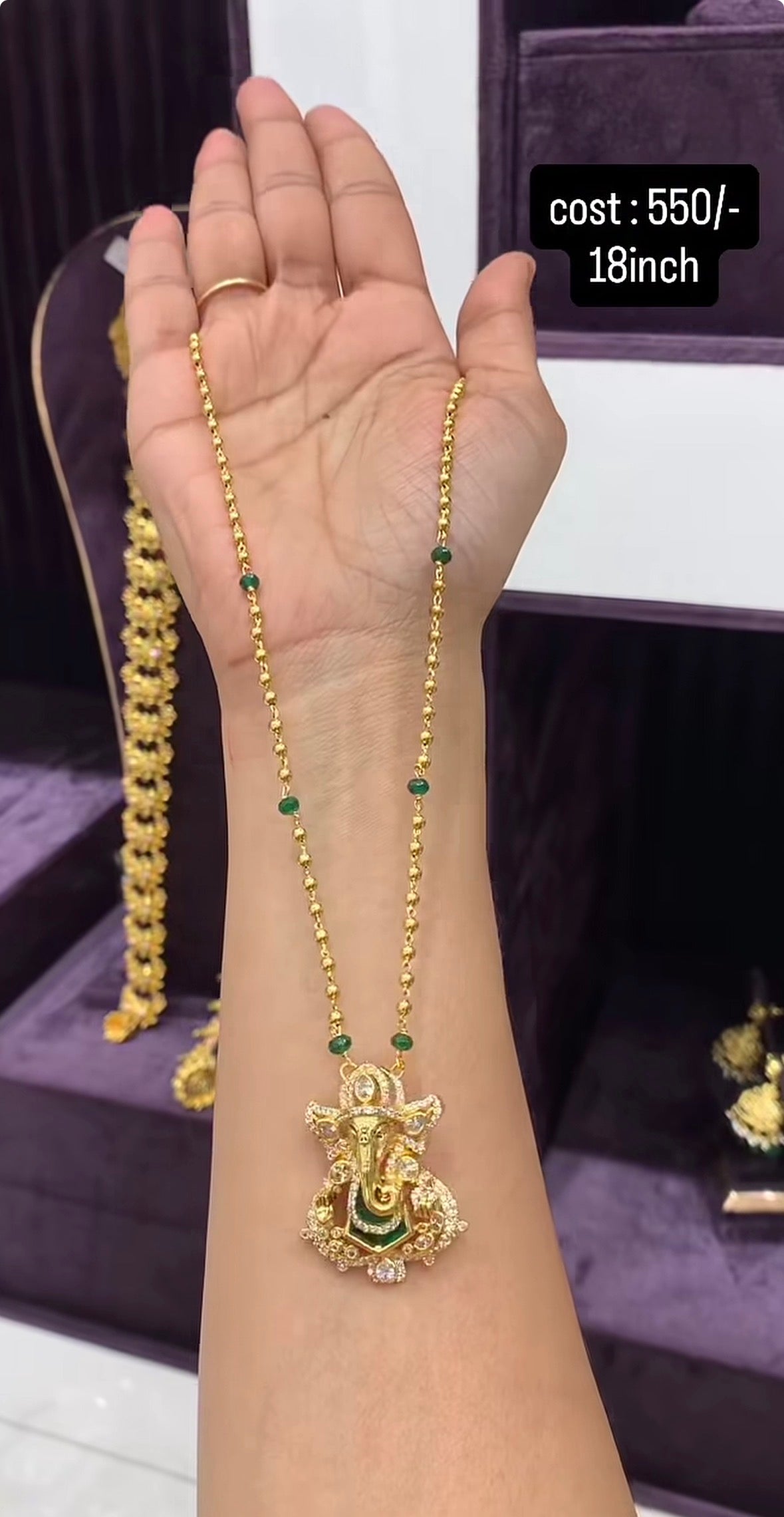 Beautiful Ganesh pendent chain with Gold balls