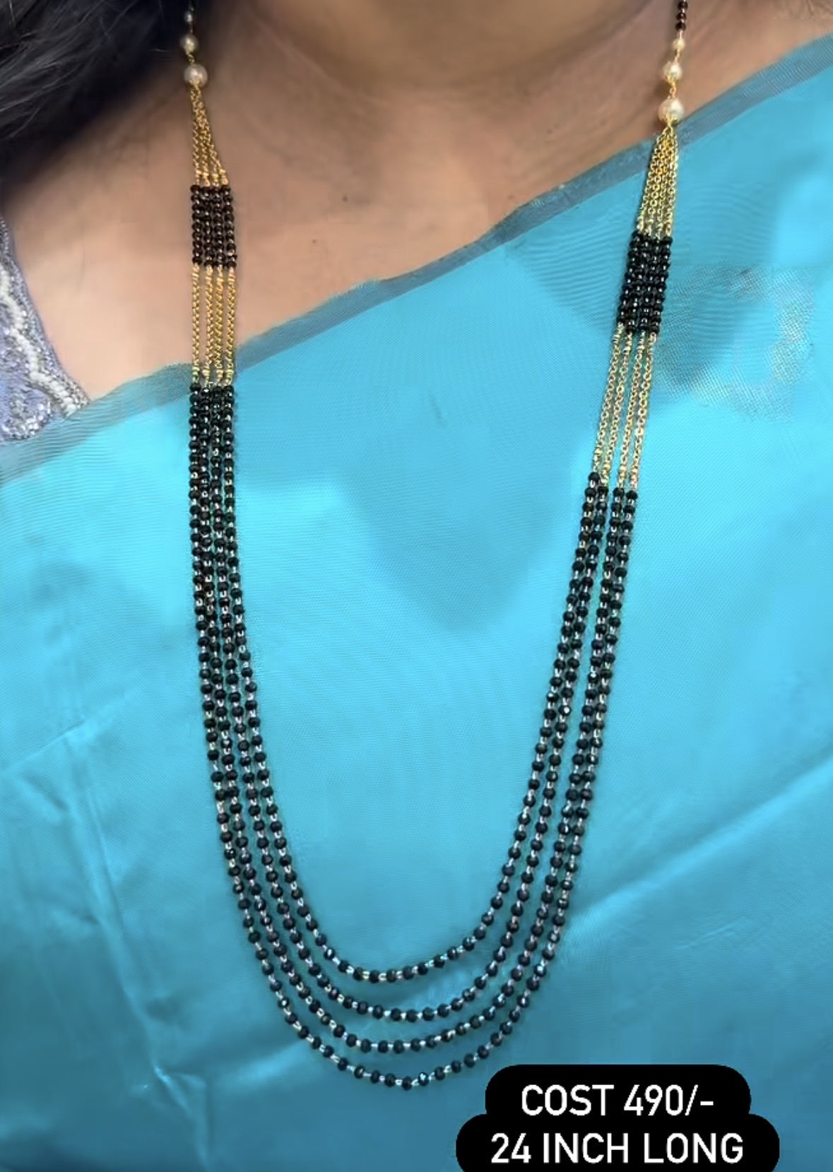 Beautiful 4step Crystal Blackbeads Chain