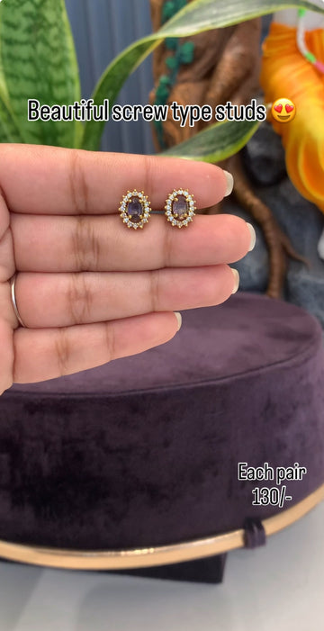 Beautiful violet stone screw type studs