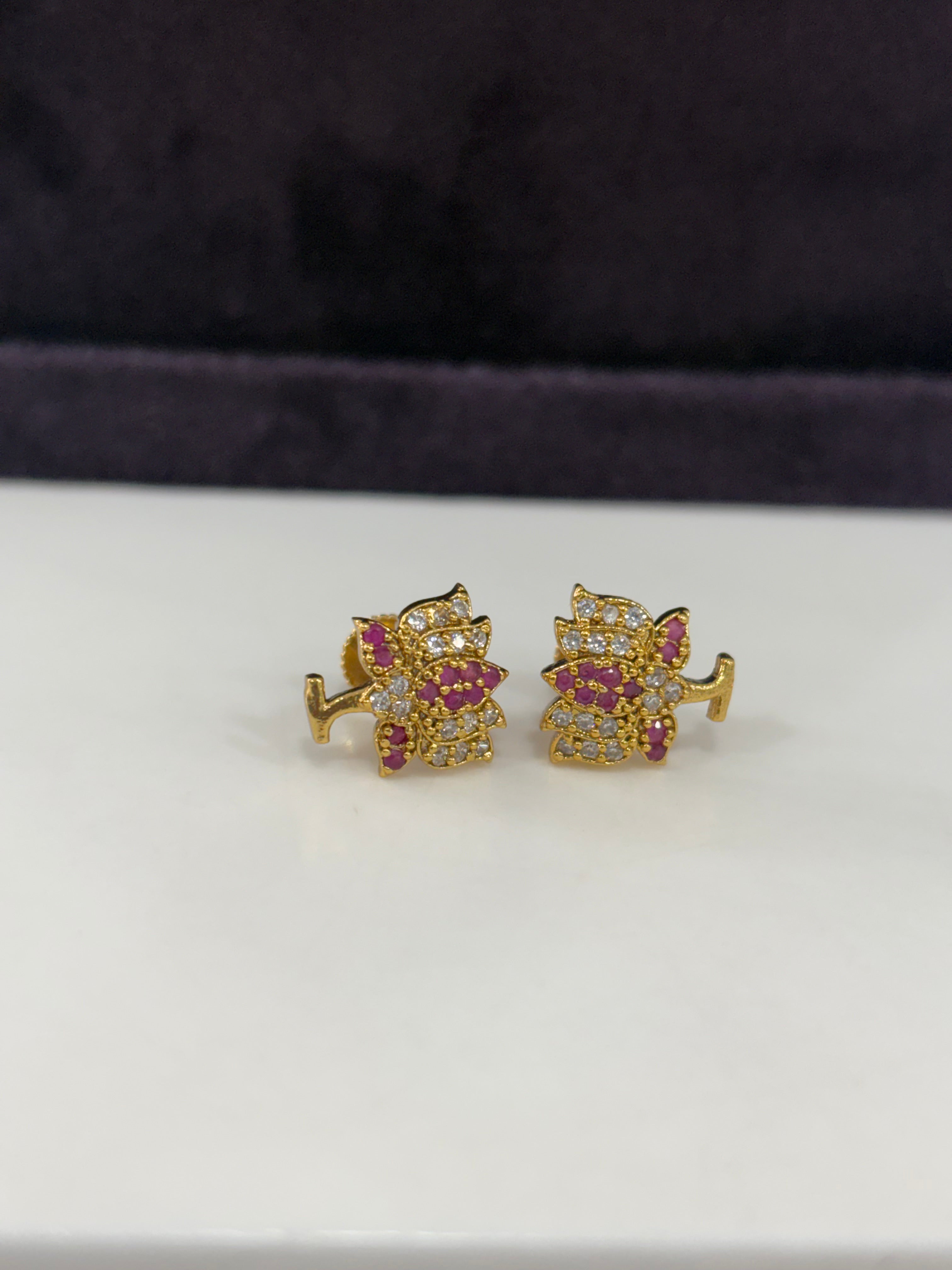 Beautiful ruby lotus studs with screwback