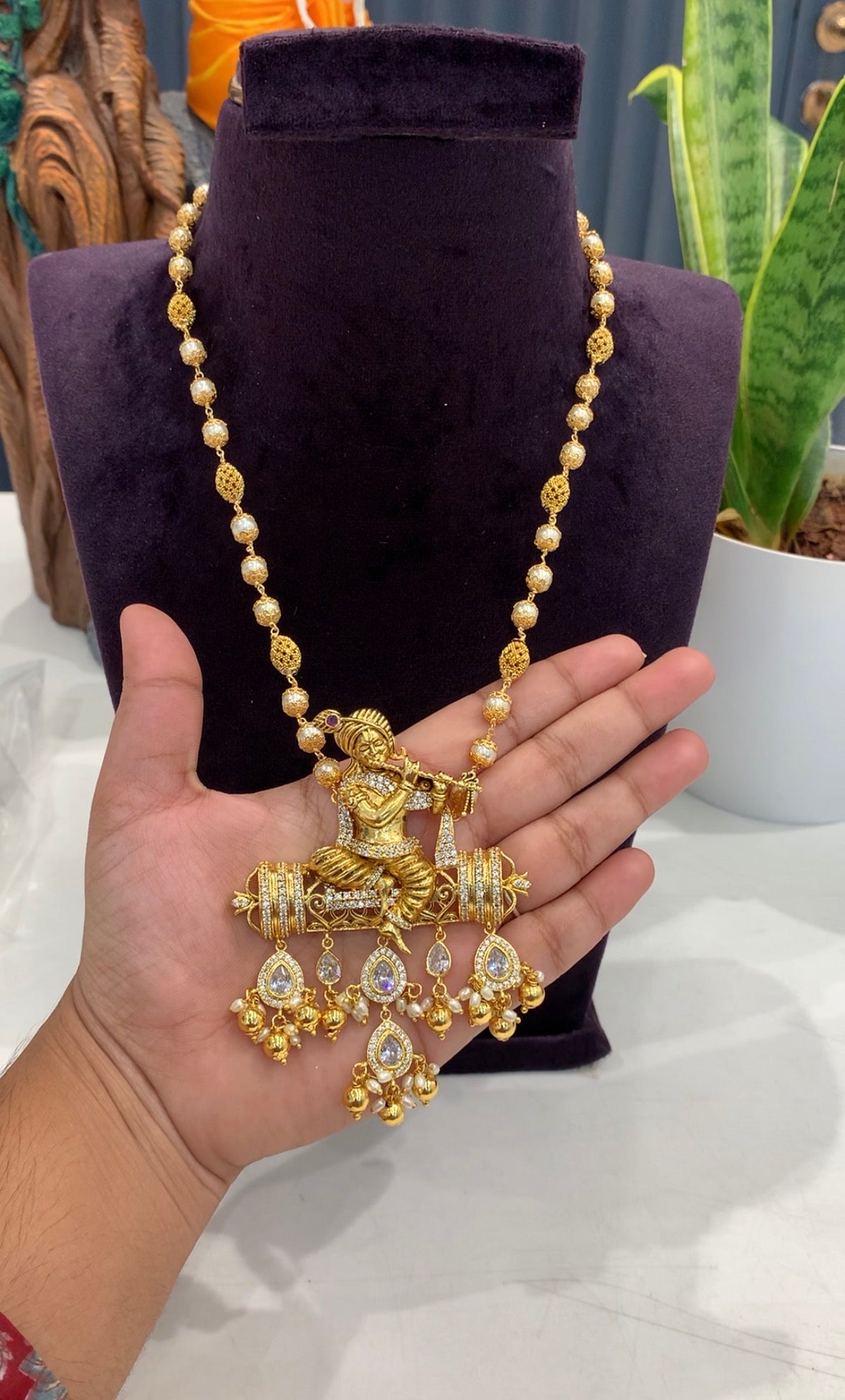 Beautiful lord krishna pendant with customised beads