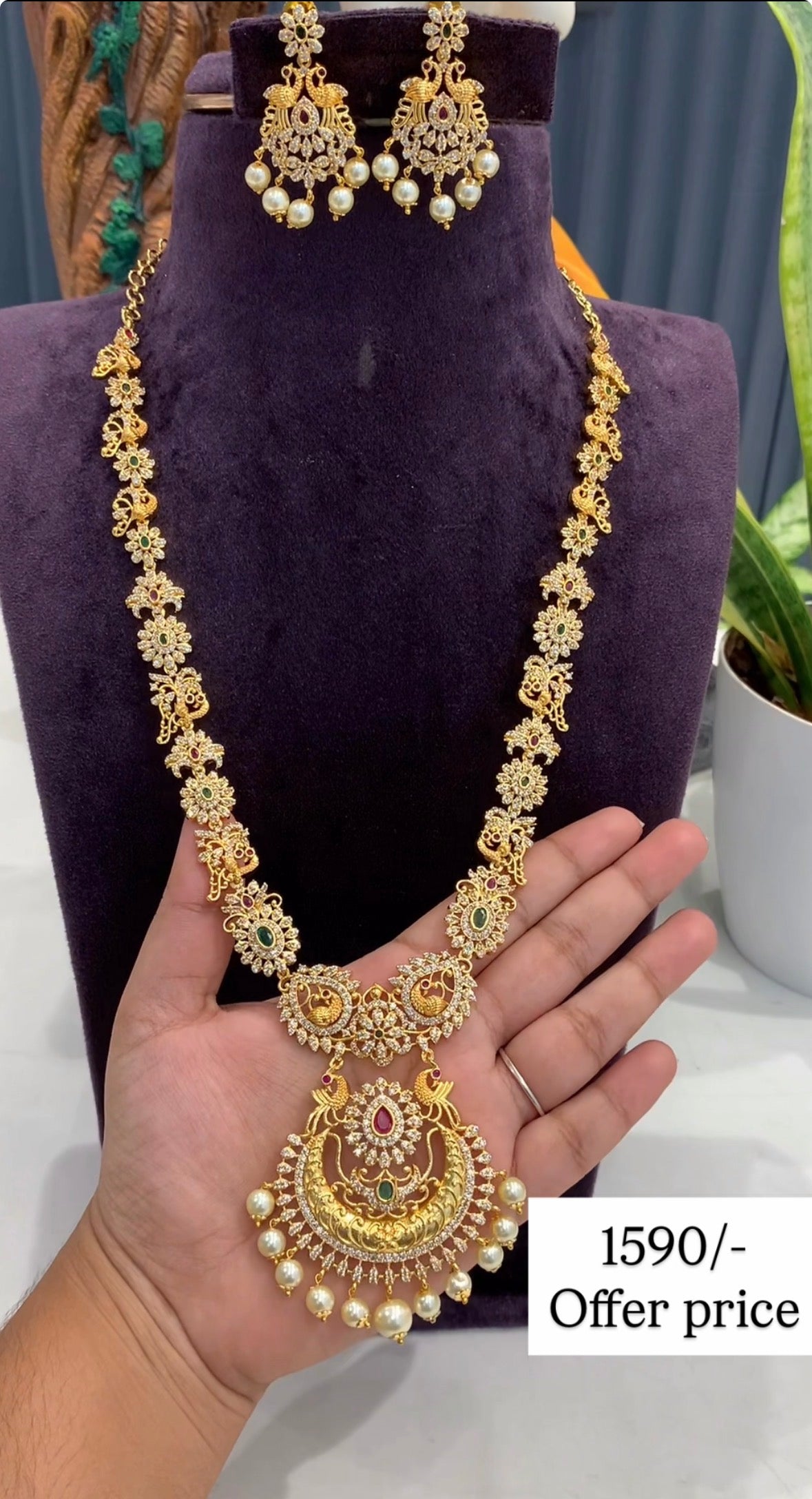 Beautiful CZ long haram @offer price