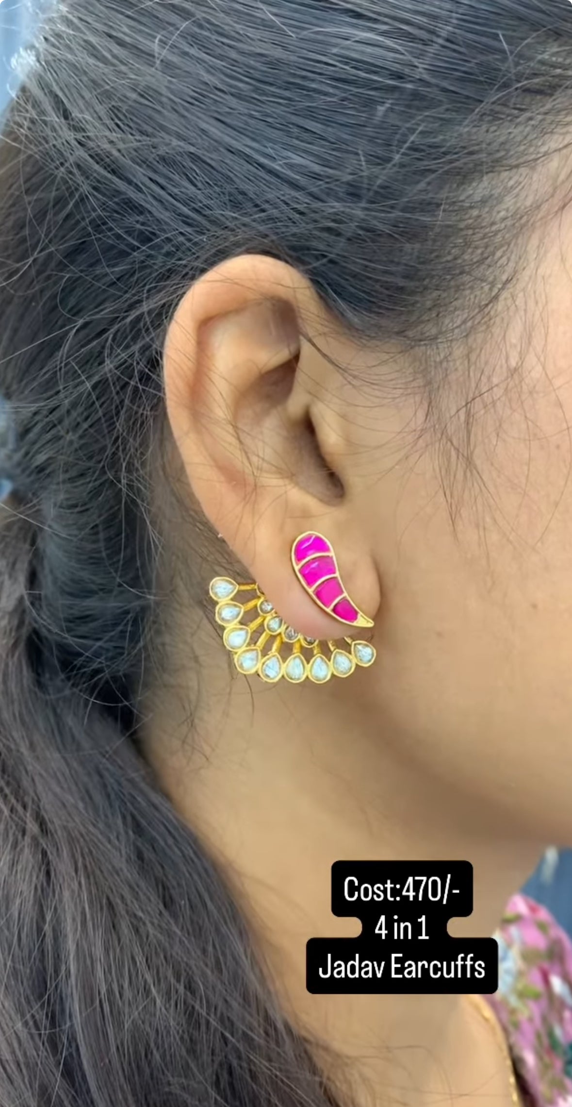 Beautiful 4 in 1 jadav Earcuffs