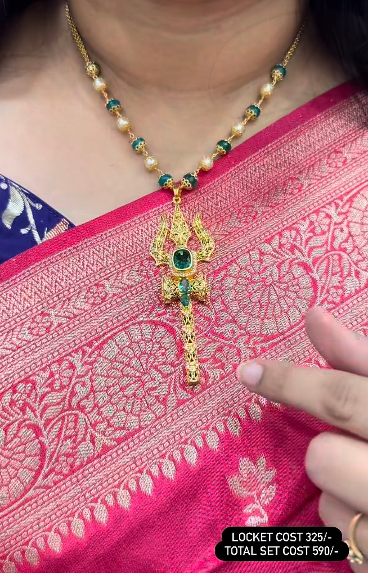 Beautiful Trishul Locket With Customised Beads Chain