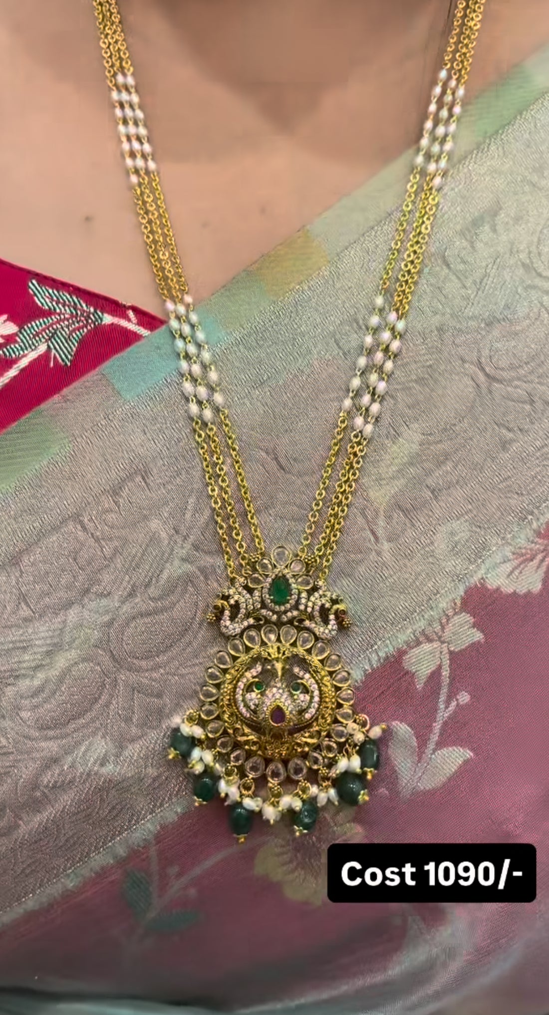 Beautiful customised locket set chandraharam chain 24inchs