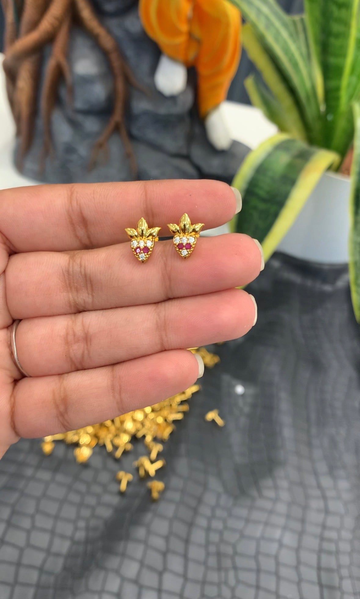 Beautiful cute ruby studs with screw back