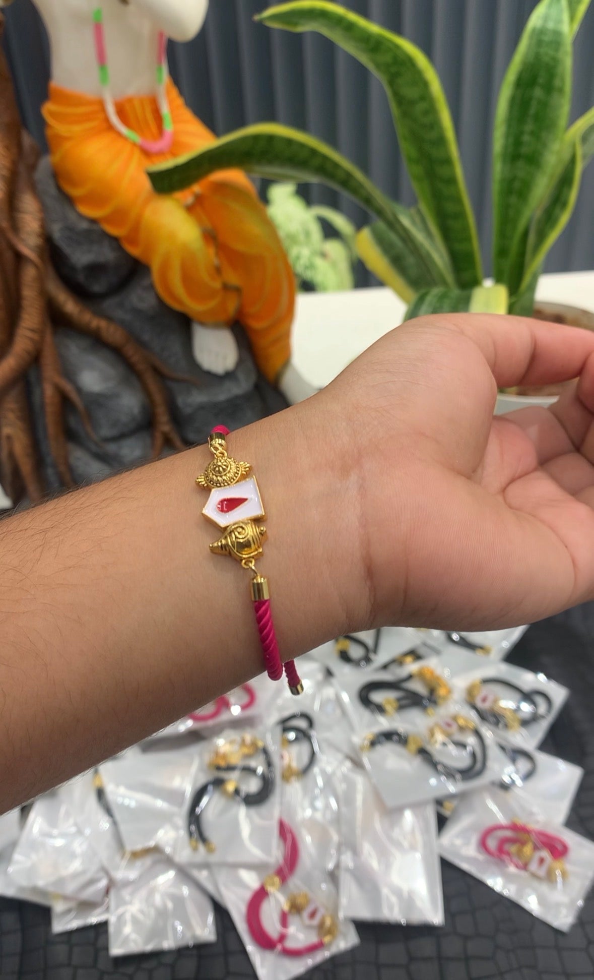 Beautiful Balaji bracelet with pink thread