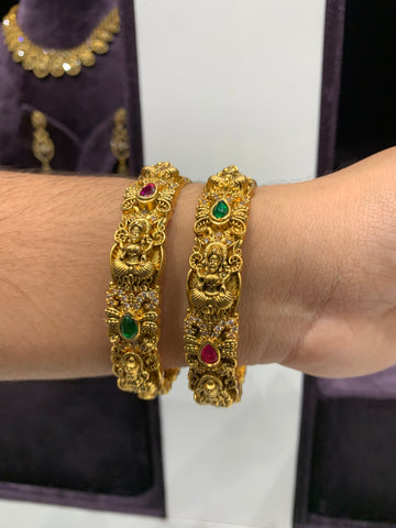 Beautiful nakshi multi stone bangles set of 2