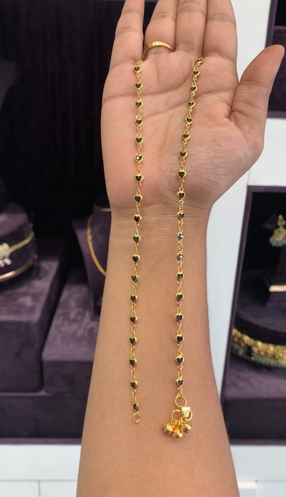 Beautiful Black stone Microplated Anklets