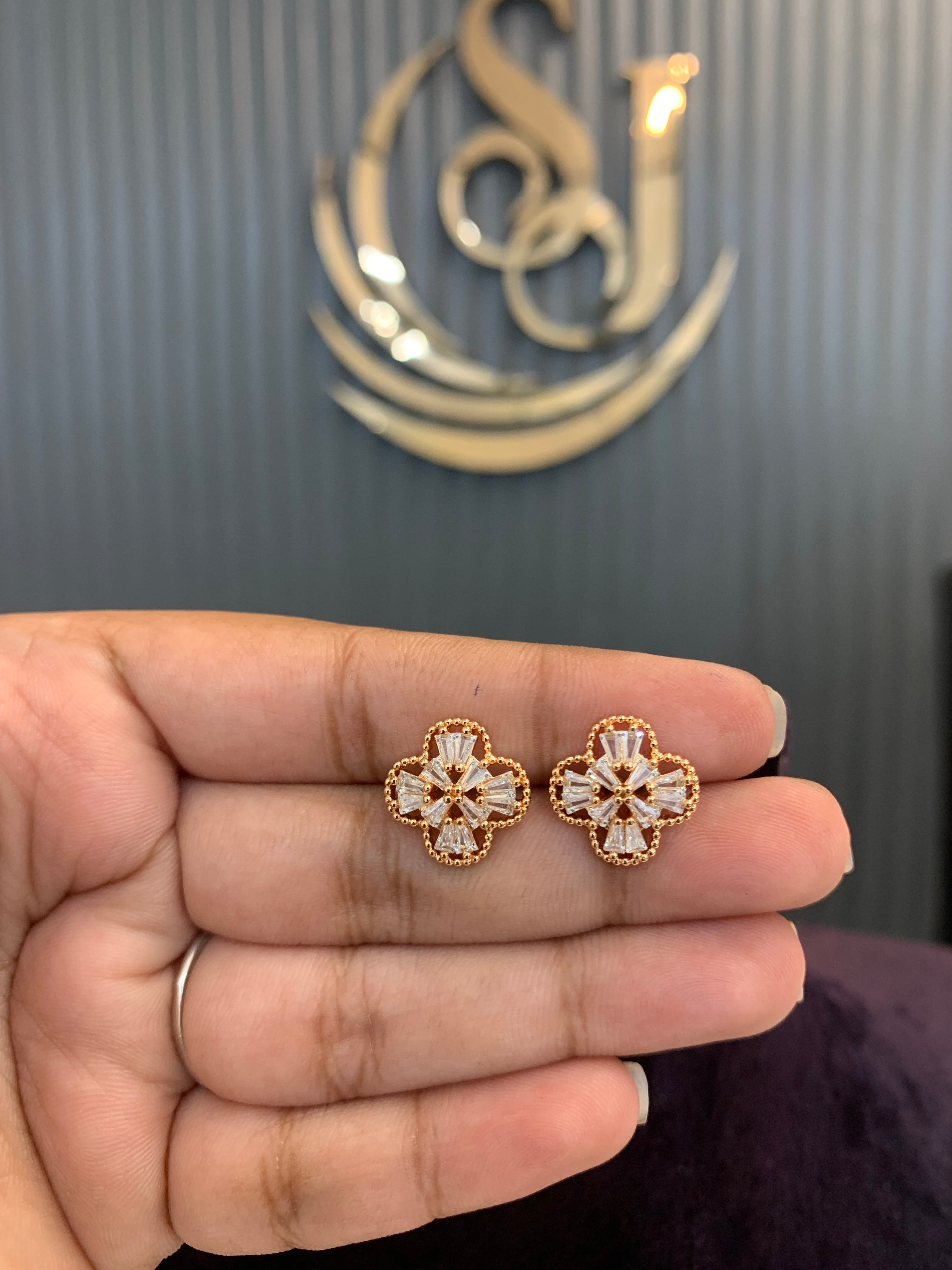 Stylish rose gold earrings
