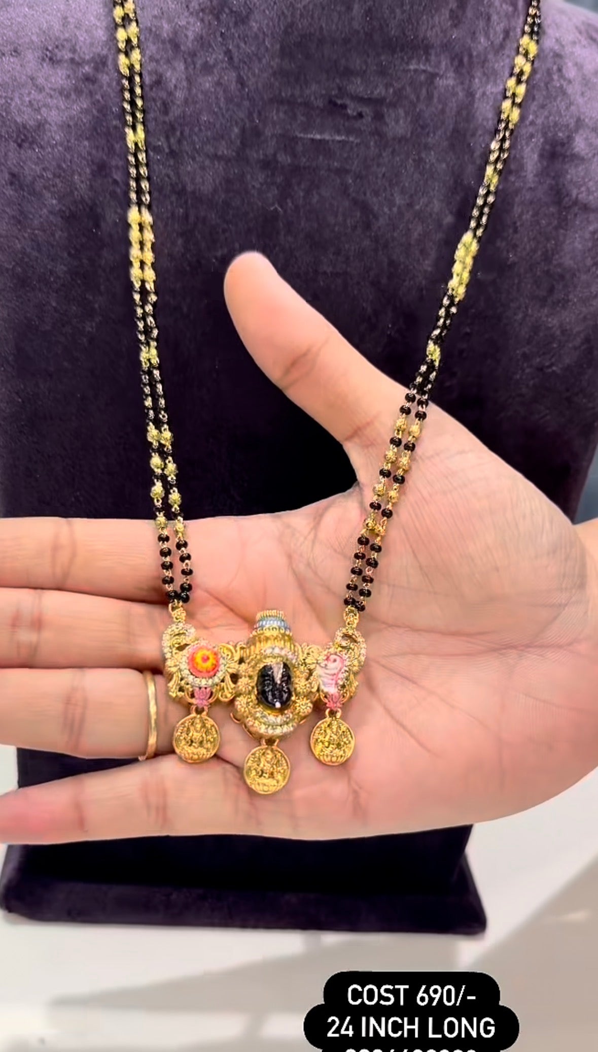 Beautiful balaji pendant blackbeads 24inchs