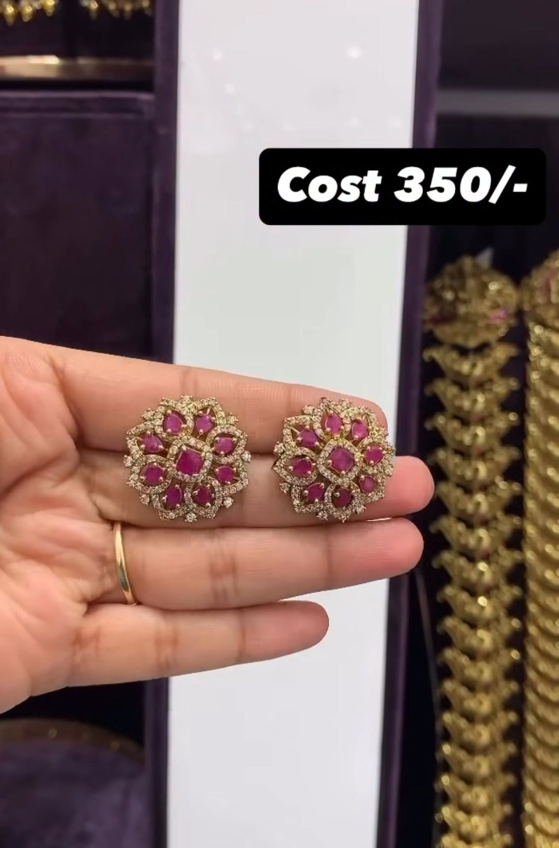 Beautiful ruby stone studs