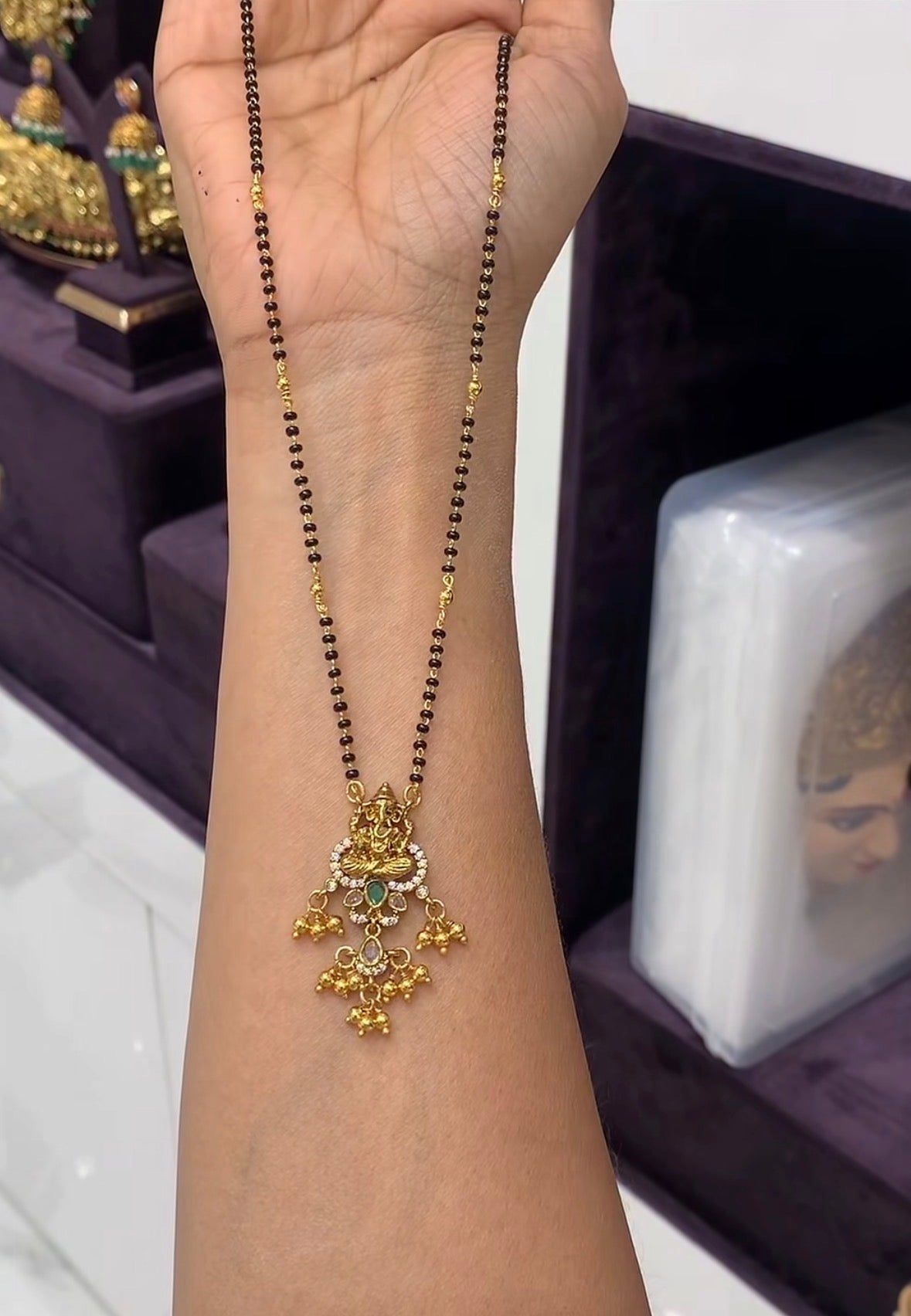 Beautiful Ganesh Pedent with Customised Blackbeads