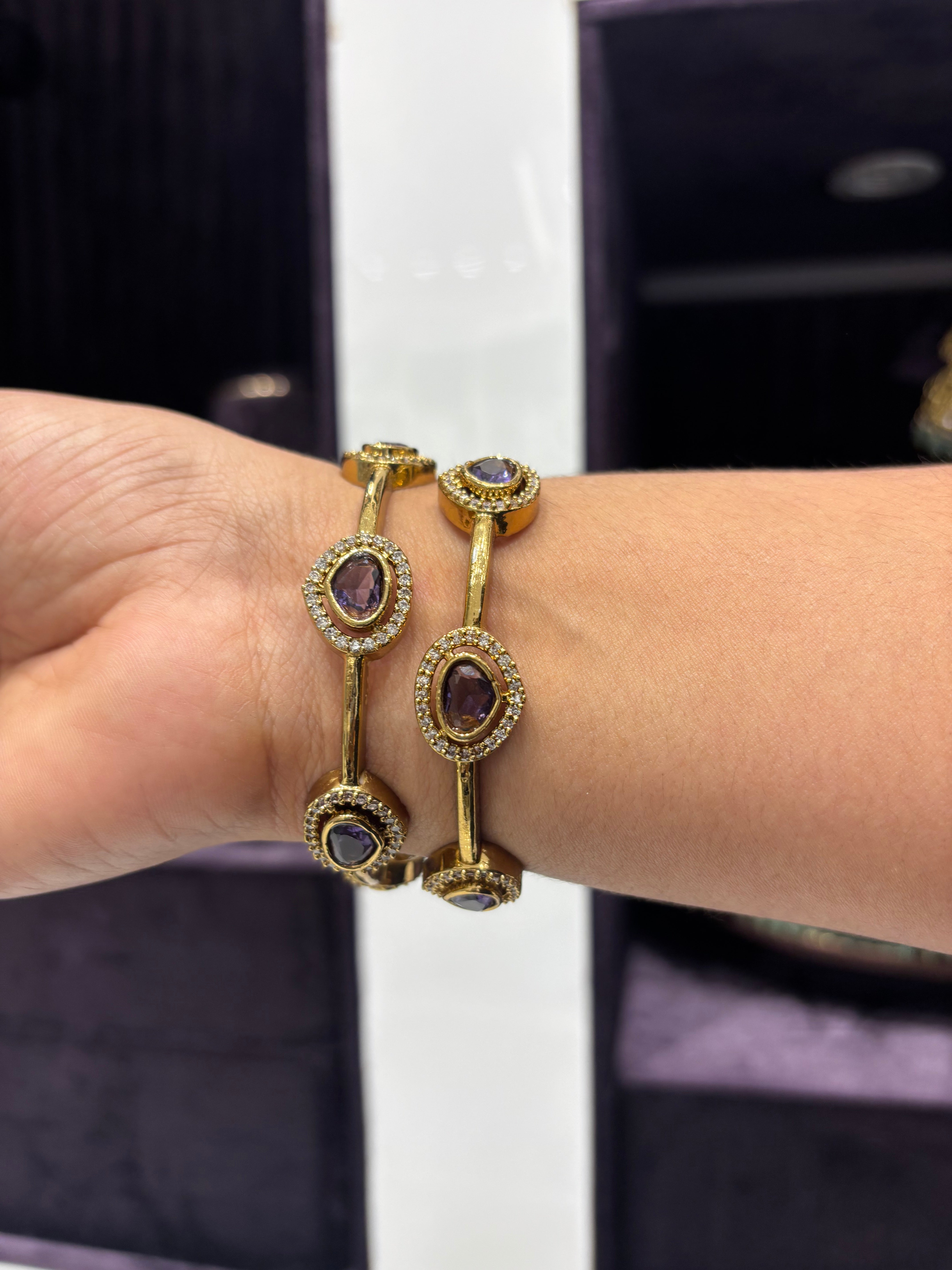 Mehandi Purple Stone Bangles