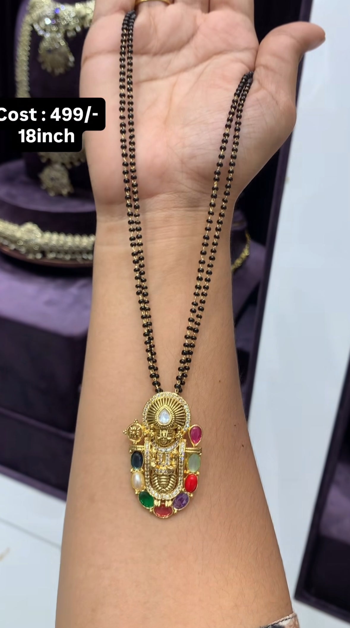 Beautiful balaji pendant blackbeads 18 inchs