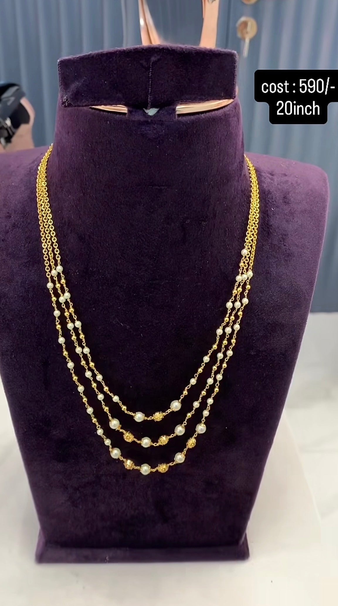 Beautiful 3 line handmade chain 20inchs