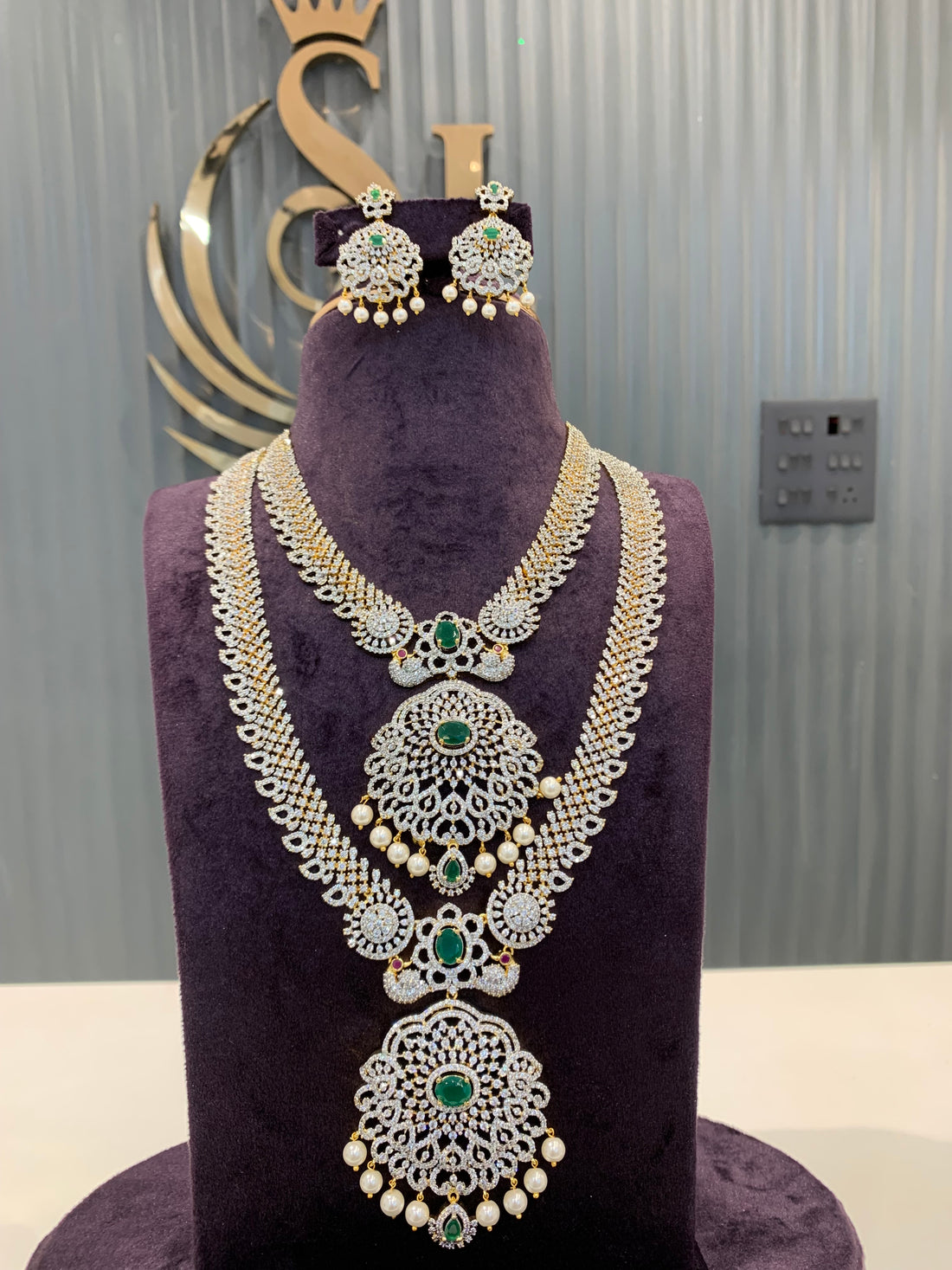 Beautiful GJ combo set for brides with chain vaddanam (for best price ever)