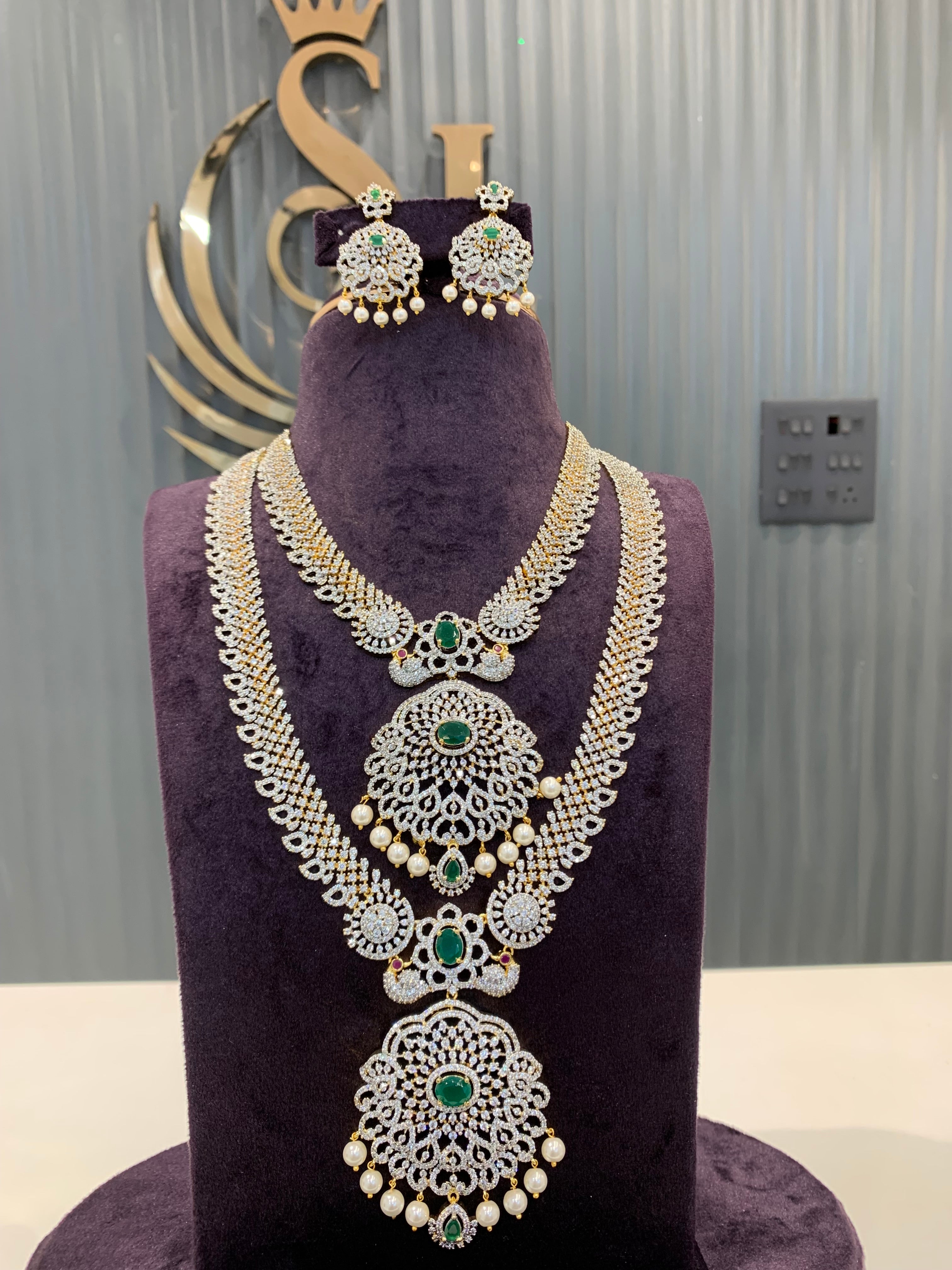Beautiful GJ combo set for brides with chain vaddanam (for best price ever)